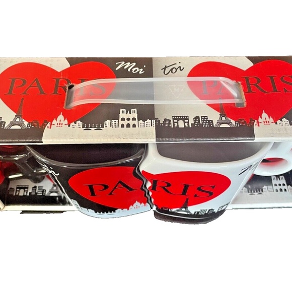 Red Heart PARIS Toi et Moi Kissing Mugs Set Valentine Anniver Wedding Gift Boxed - Picture 6 of 6